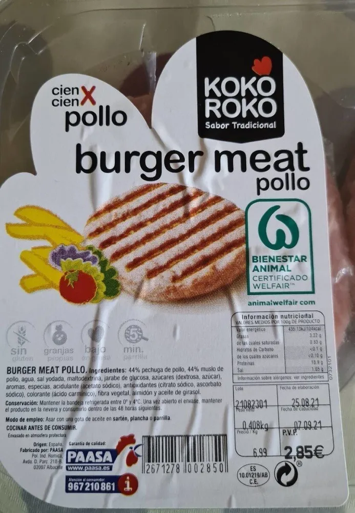 Burger meat pollo
