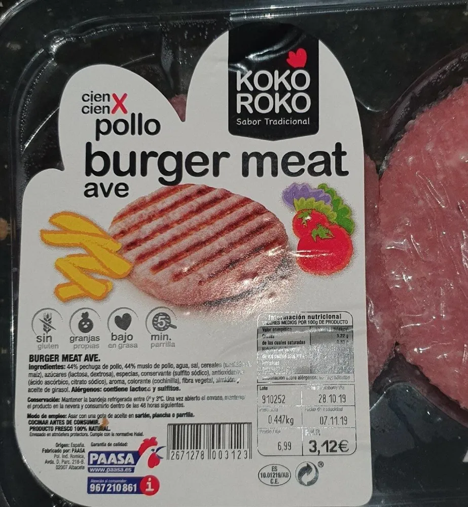 Pollo burguer meat