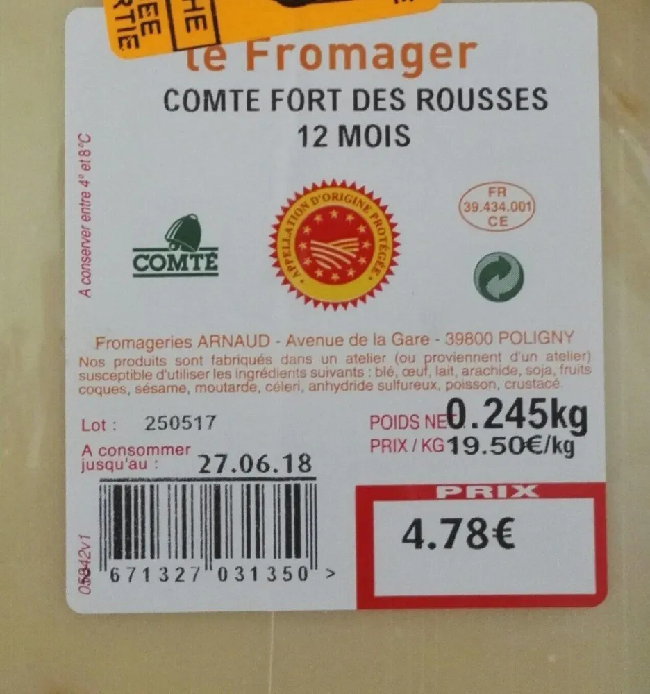 Comté Fort des Rousses 18 mois