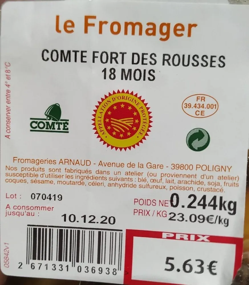 COMTÉ Fort des rousses 18 mois
