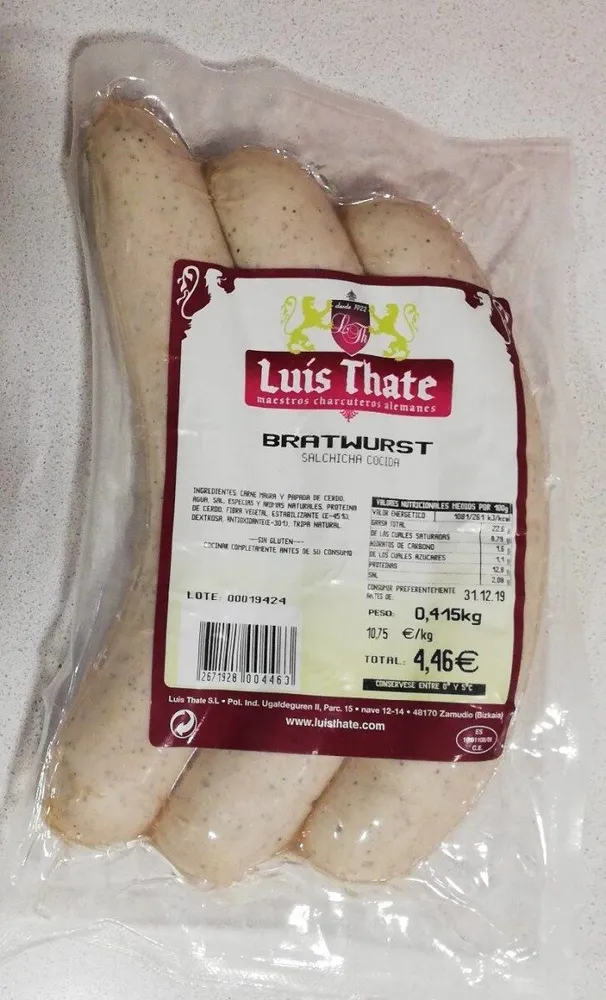 Bratwurst salchicha cocida