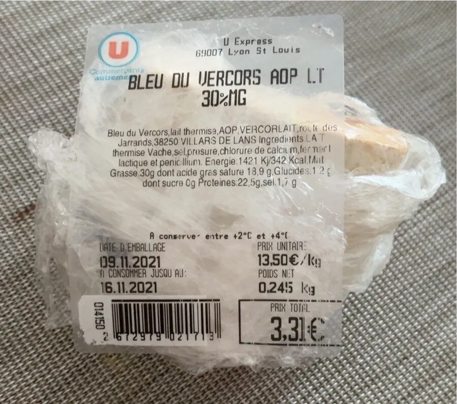 Bleu du vercors AOP LT 30%MG