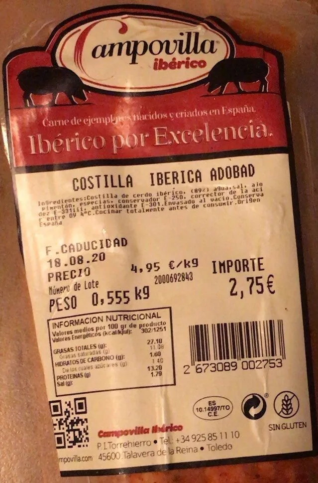 Costilla iberica adobad