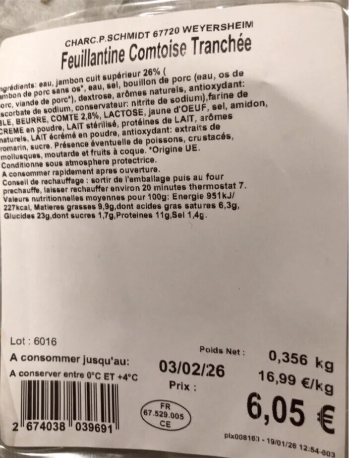 Feuillantine comtoise tranchée