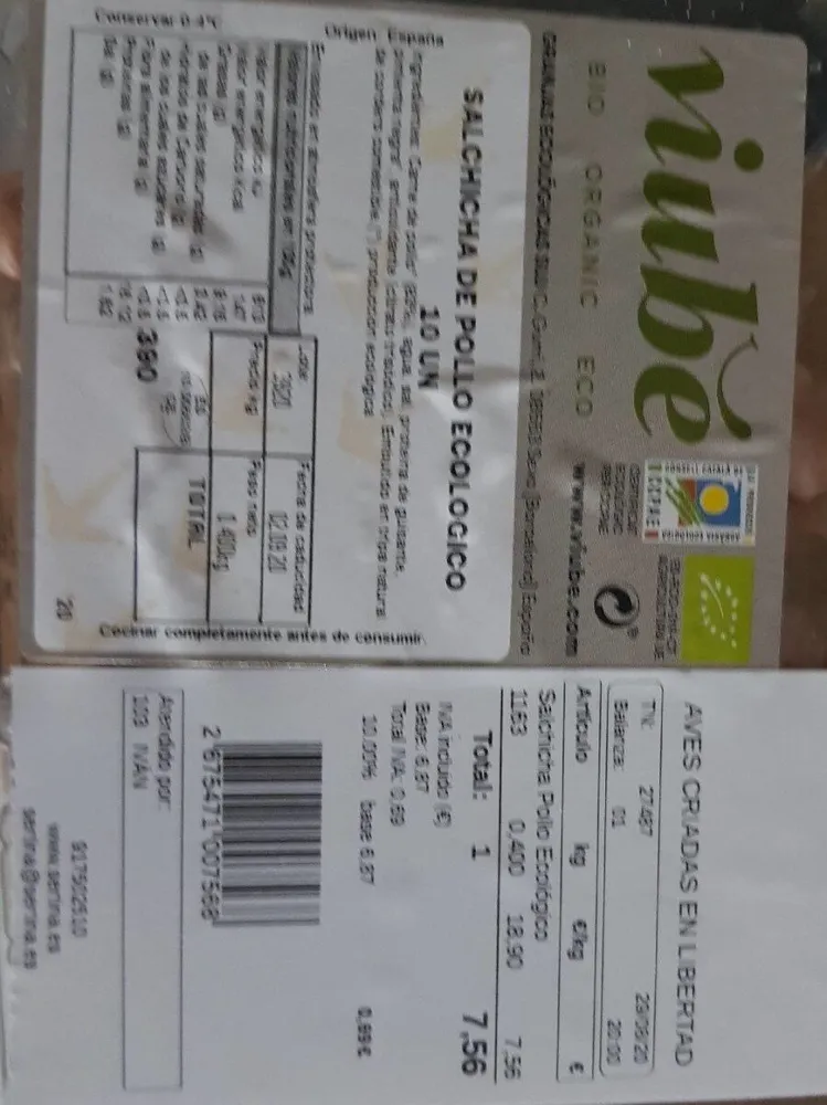 Salchichas de pollo ecológico