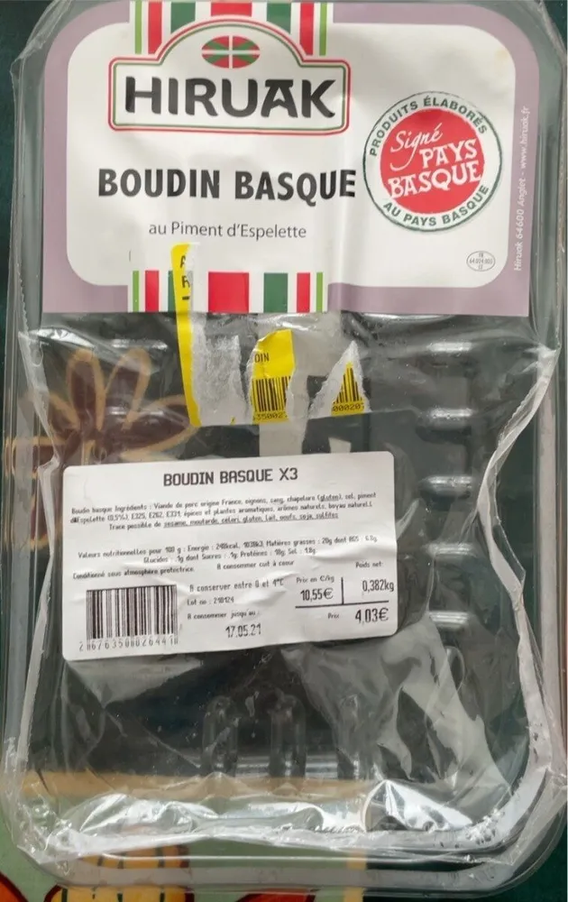 Boudin basque au piment d’Espelette