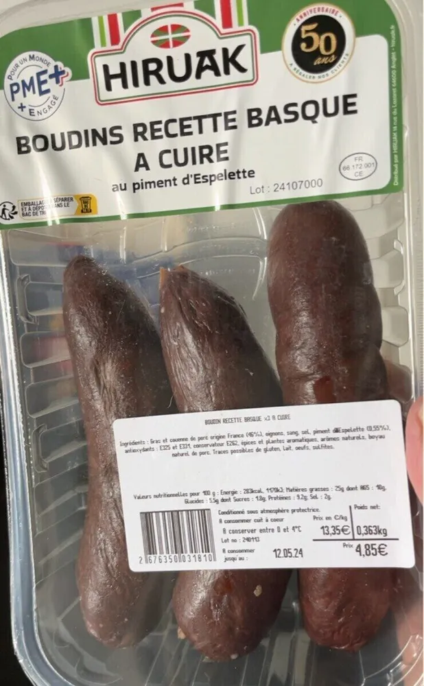 Boudin recette basque