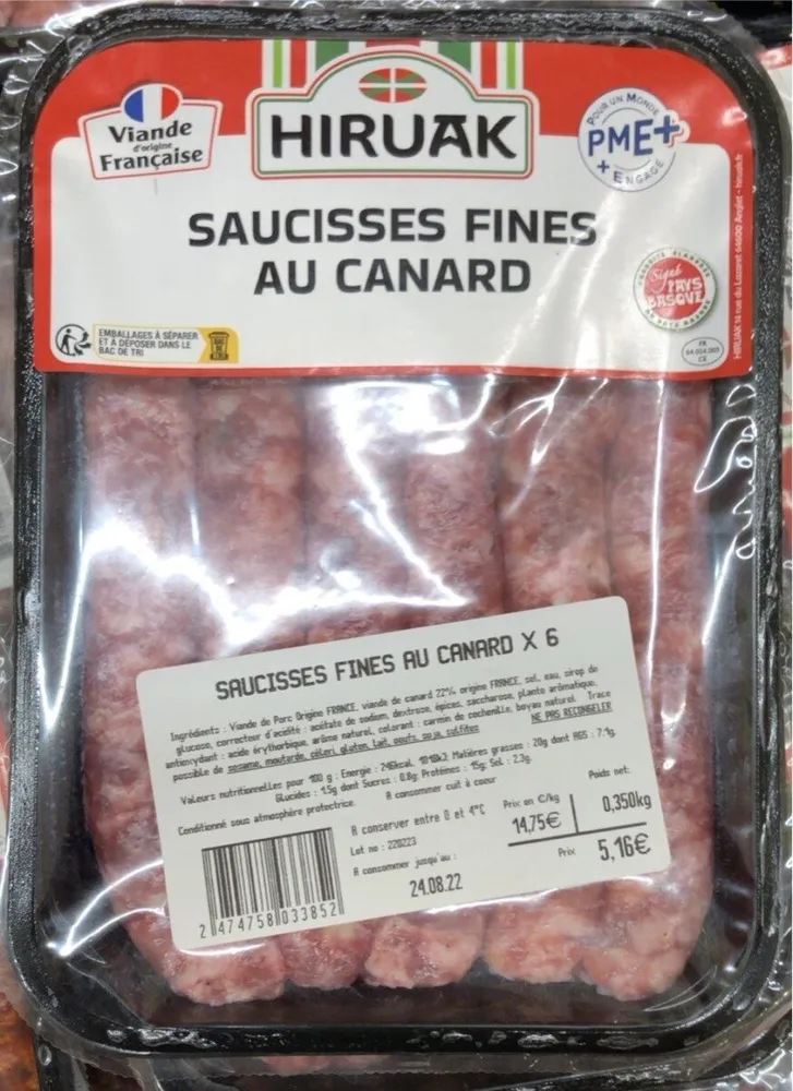 Saucisses Canard