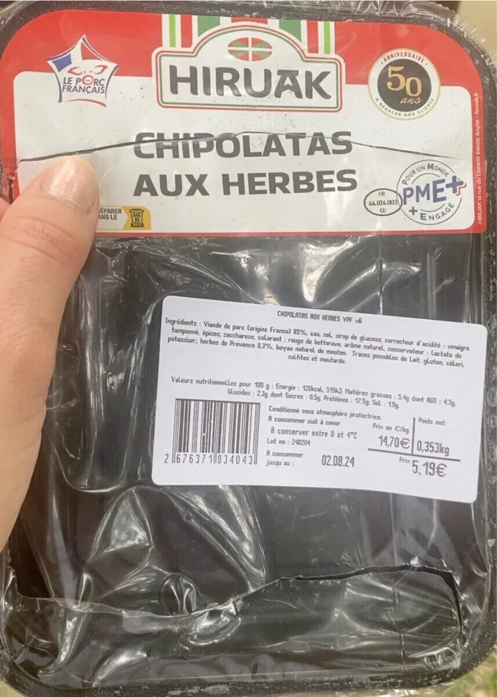 Hiruak chipolatas aux herbes