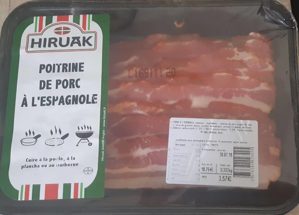 Poitrine de porc à l espagnole