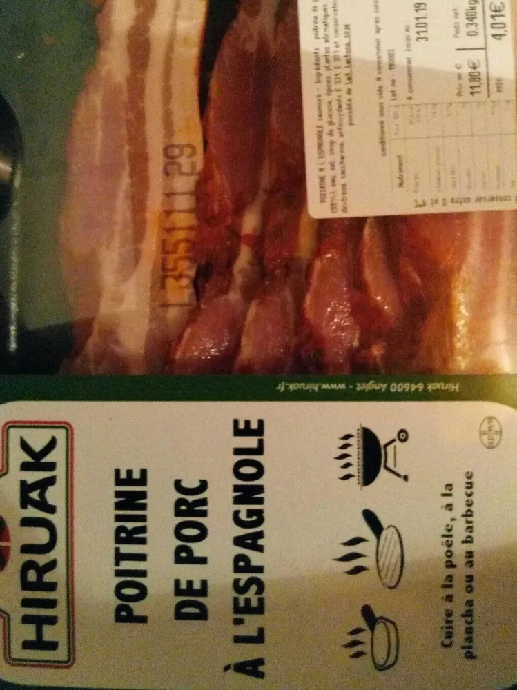 Poitrine de porc à l'Espagnole