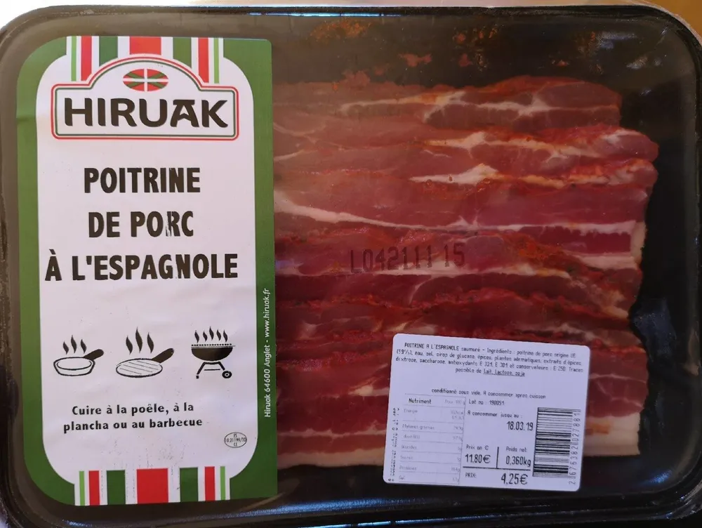Poitrine de porc a l'espagnole