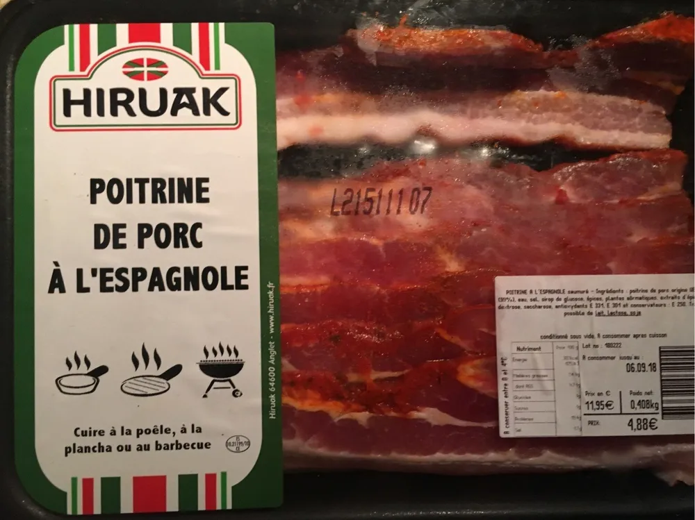 Poitrine de porc a l'espagnole