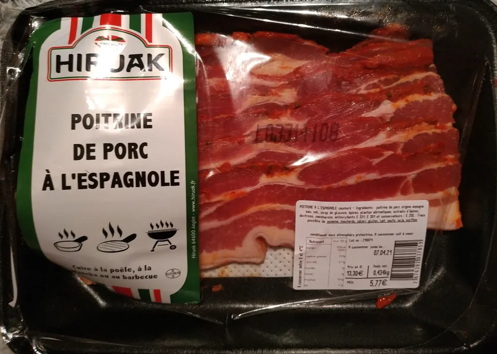 Poitrine de porc à l'espagnole