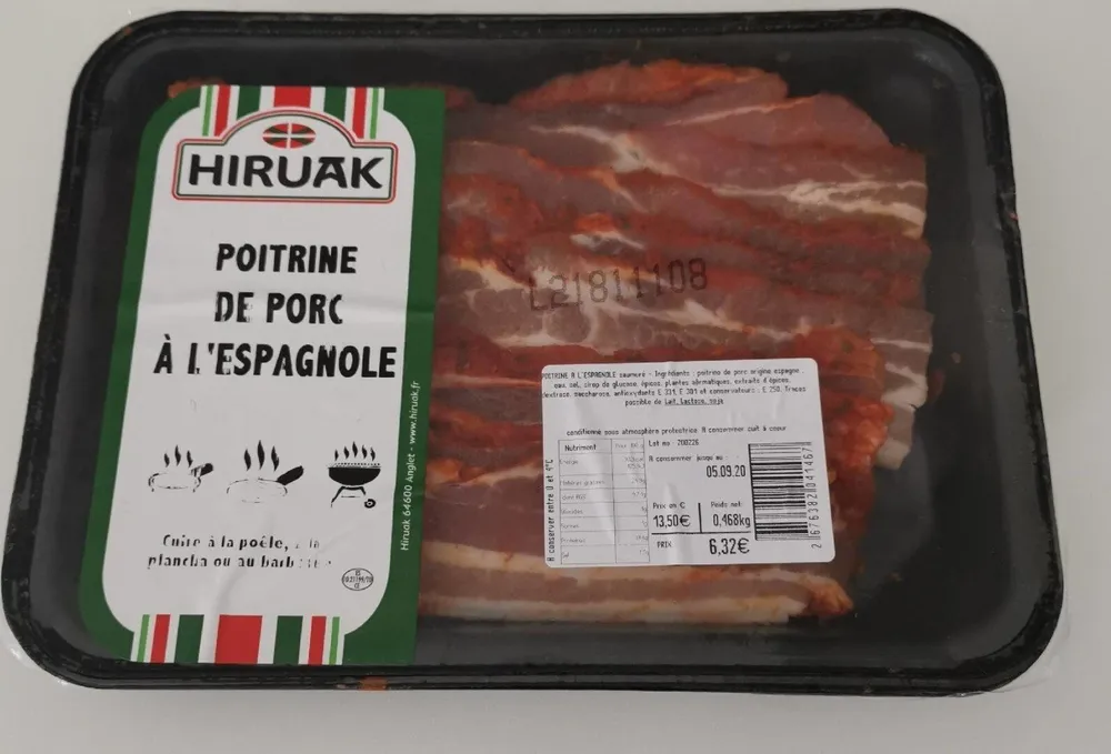 Poitrine de porc à l'espagnol