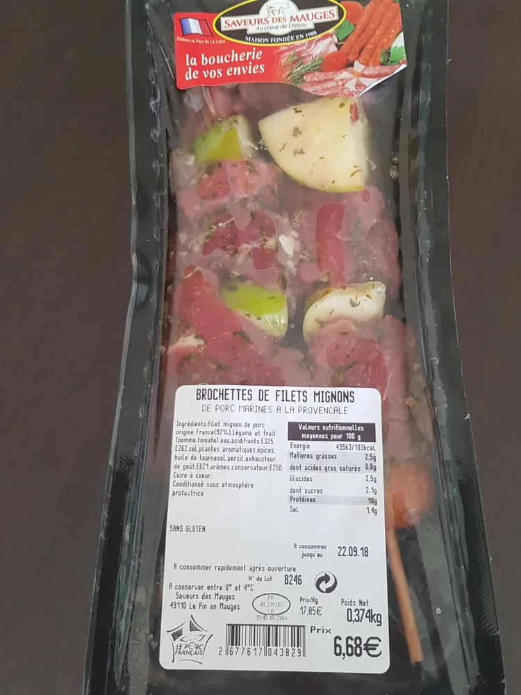 brochette de filet mignon de porc à la provençale