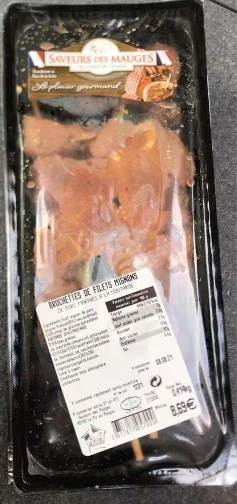 Brochettes de Filets Mignons de porc marines a la moutarde