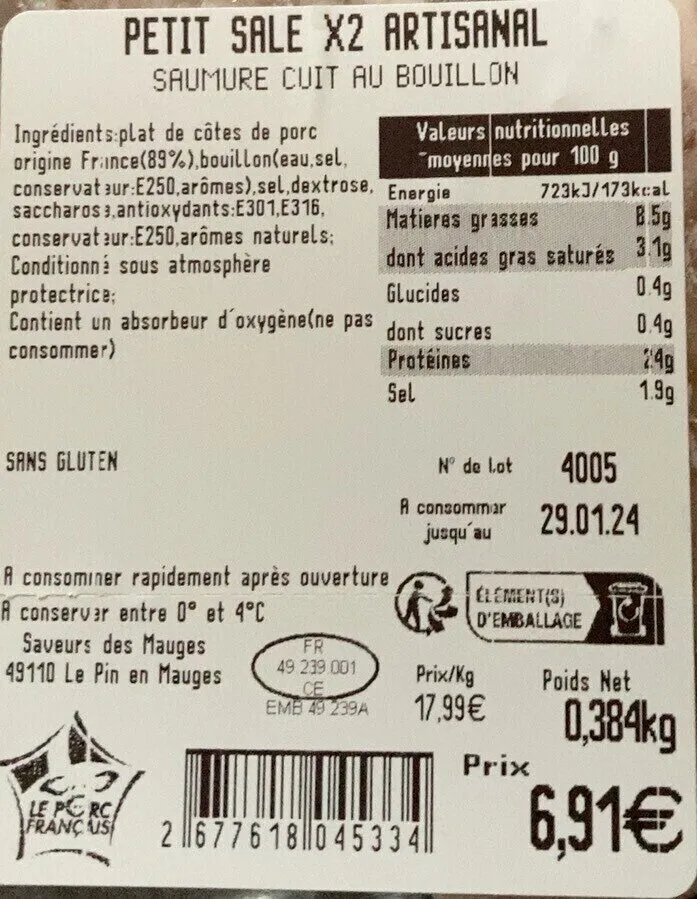 Petit salé X2 artisanal