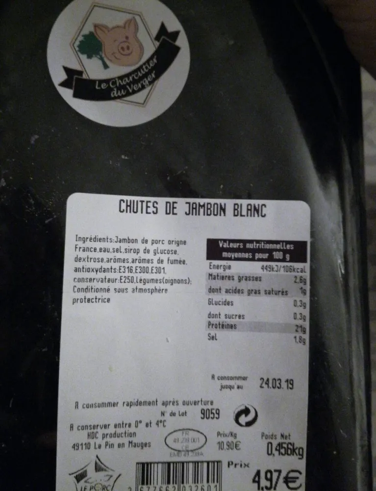 Chutes de jambon blanc