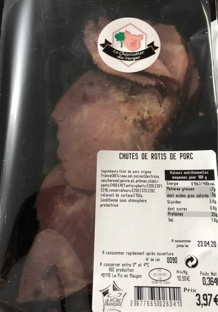 Chutes de rotis de porc