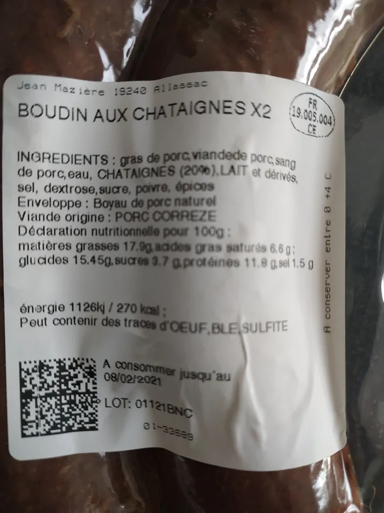 Boudin aux châtaignes