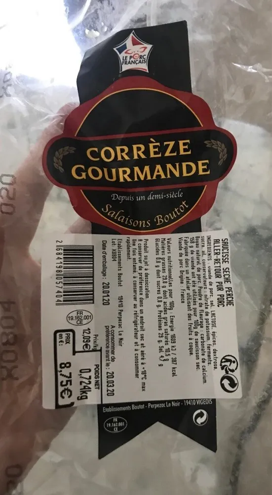 Saucisse seche perche aller retour pur porc