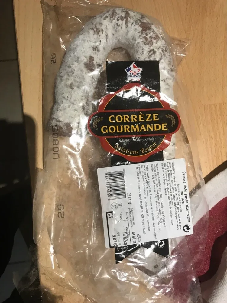 Saucisse seche perche pur porc