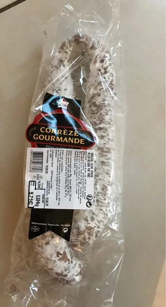 Saucisse seche perche aller-retour pur porc