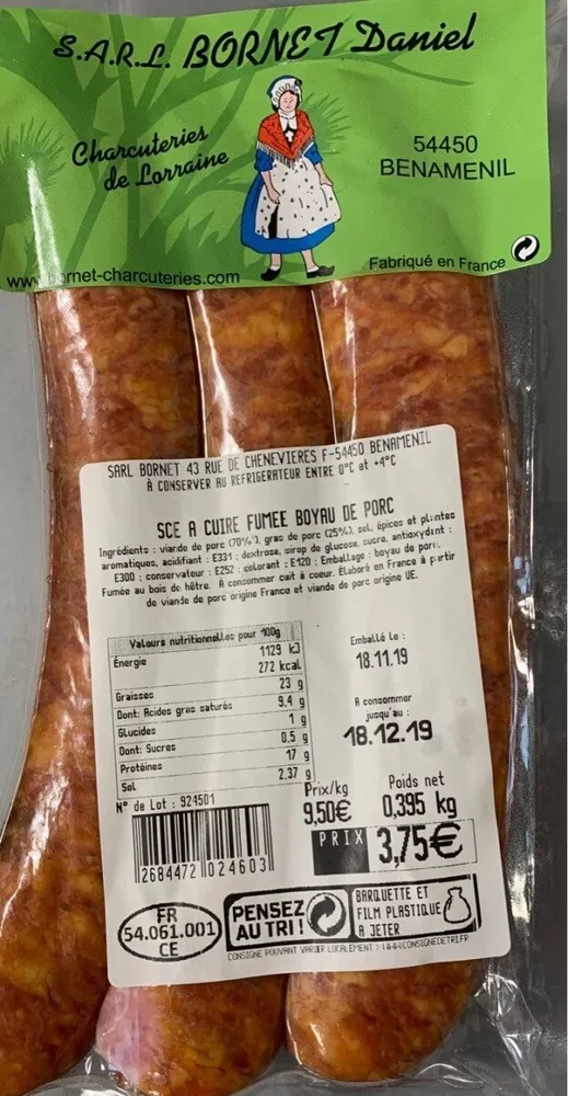 Saucisse à cuire fumée boyau de porc