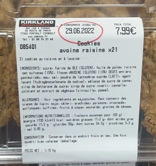 Cookies avoine raisin