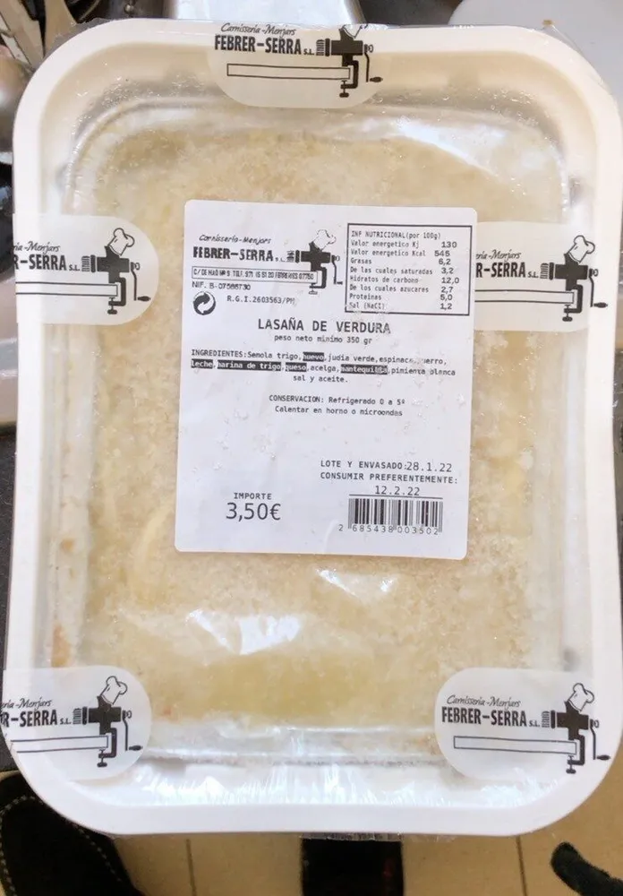 Lasaña de verdura