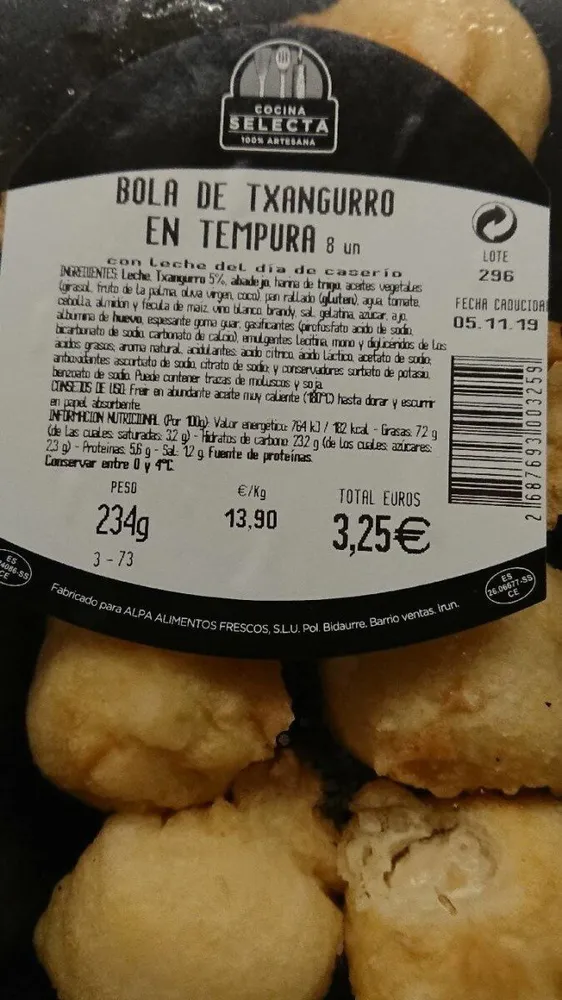Bola de txangurro en tempura