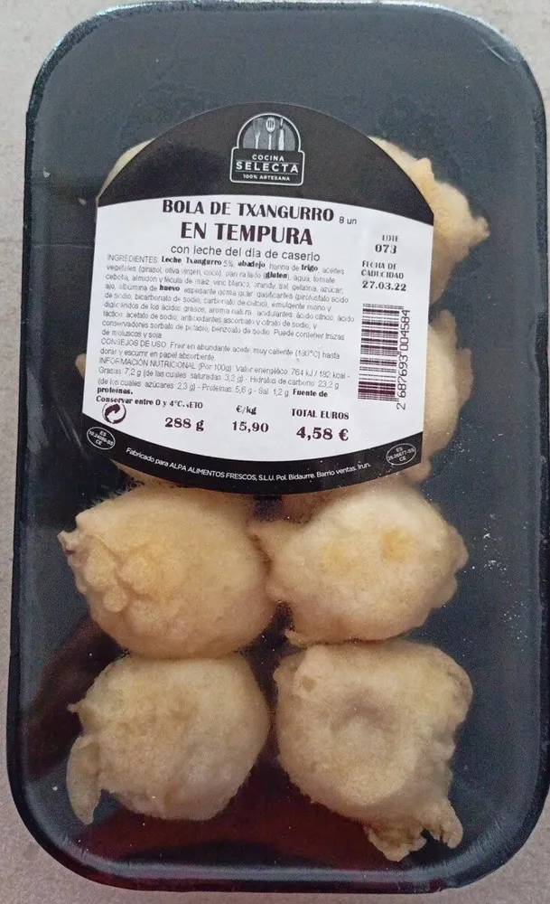 Bola de txangurro en tempura
