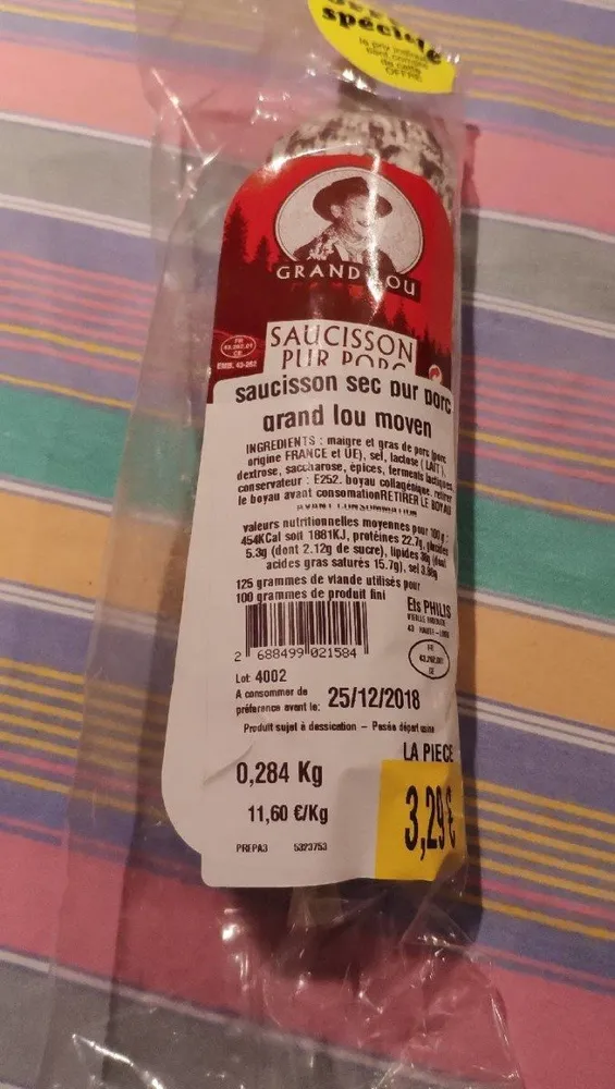 Saucisson sec pur porc