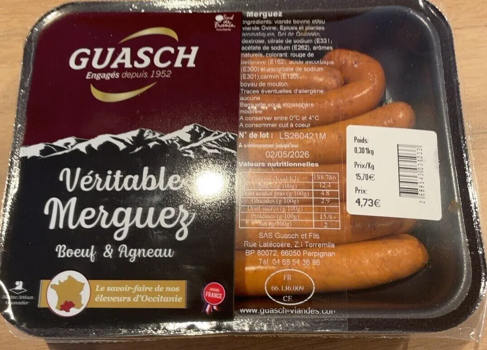 Véritable merguez boeuf & agneau