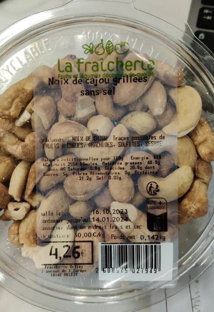 Noix de cajou grillées sans sel