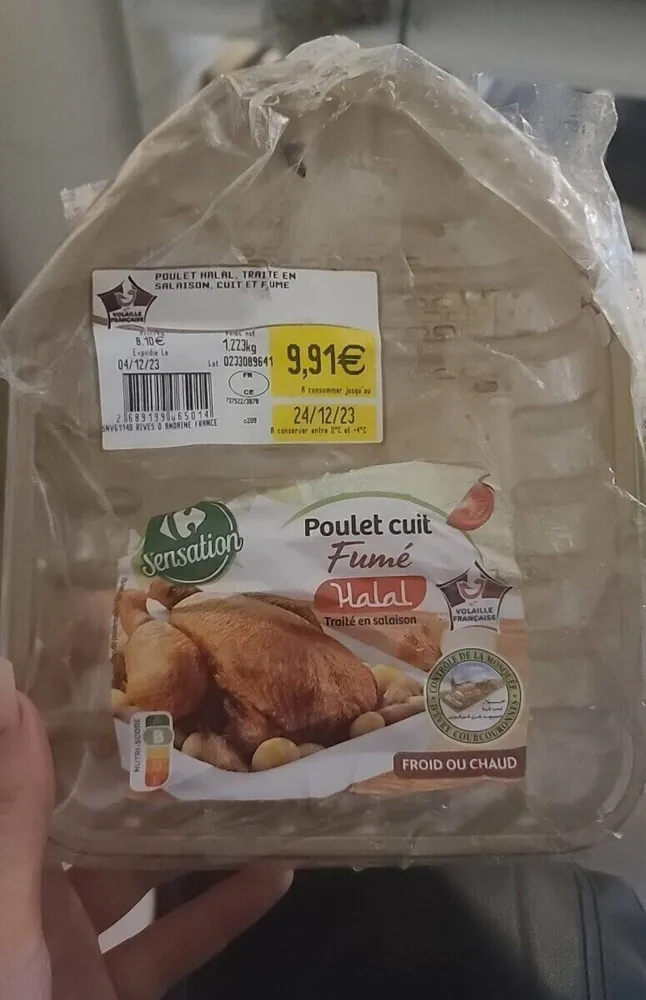 Poulet cuit fumé halal