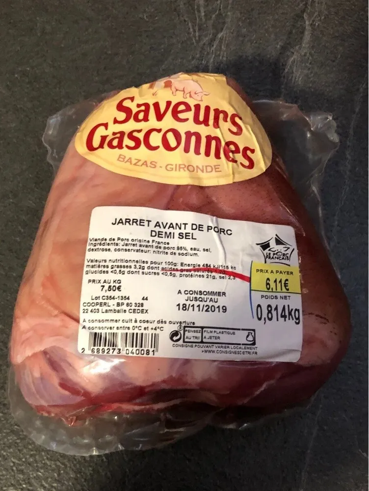 jarret avent de porc demi sel
