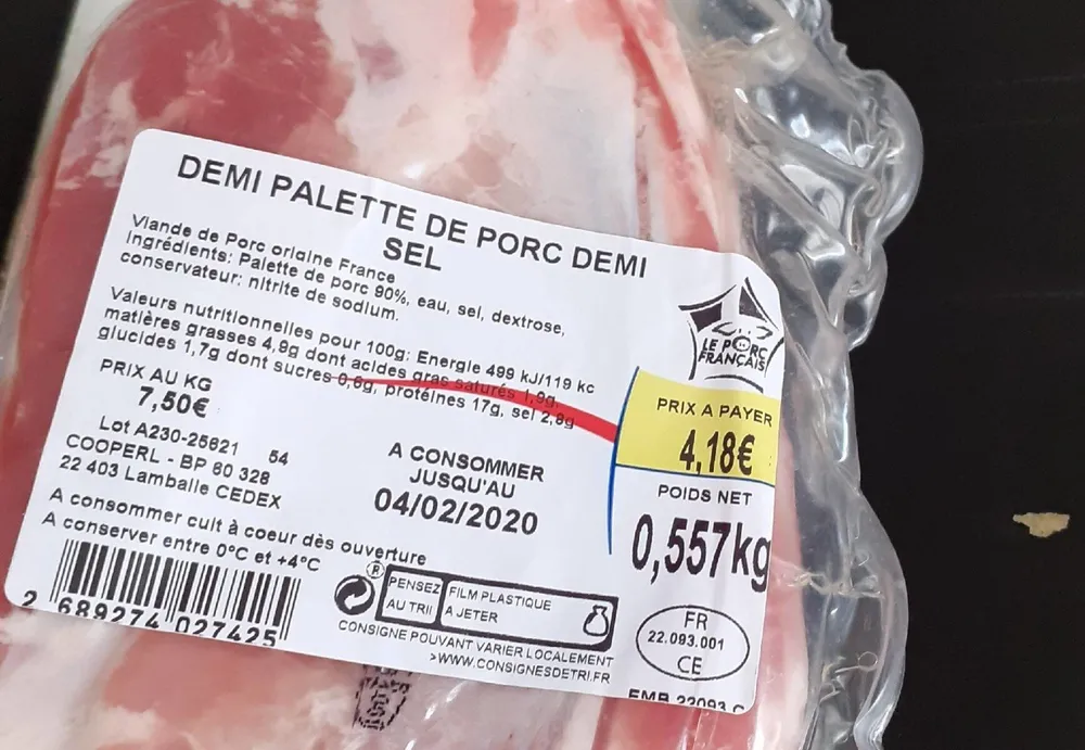 Demi palette de porc demi sel
