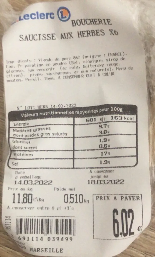 Saucisse aux herbes