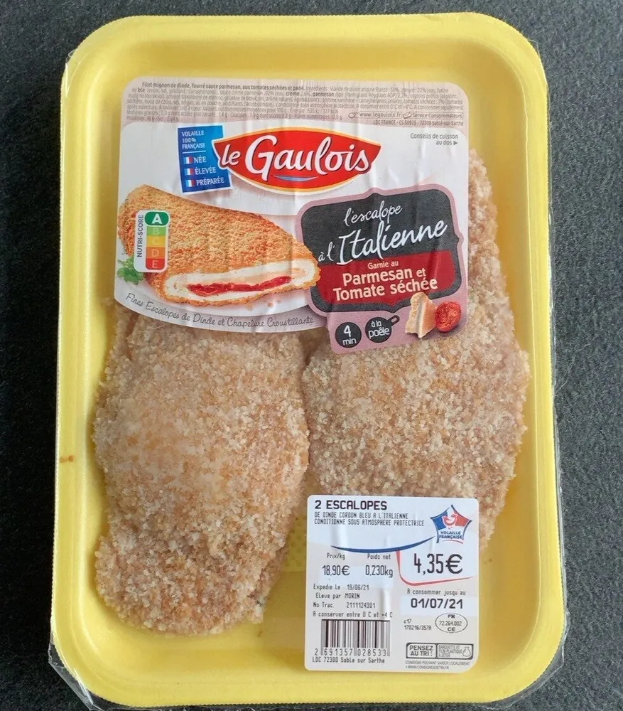 L’escalope à l’italienne parmesan tomate sechée