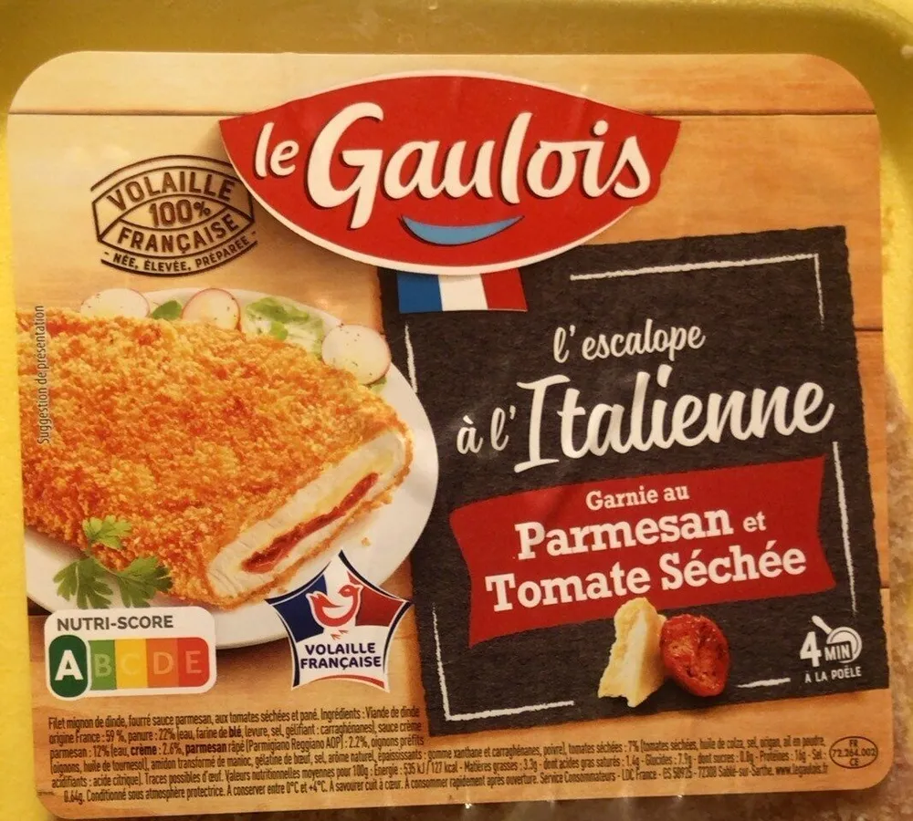 Escalope a l’italienne garnie parmesan et tomate séchée