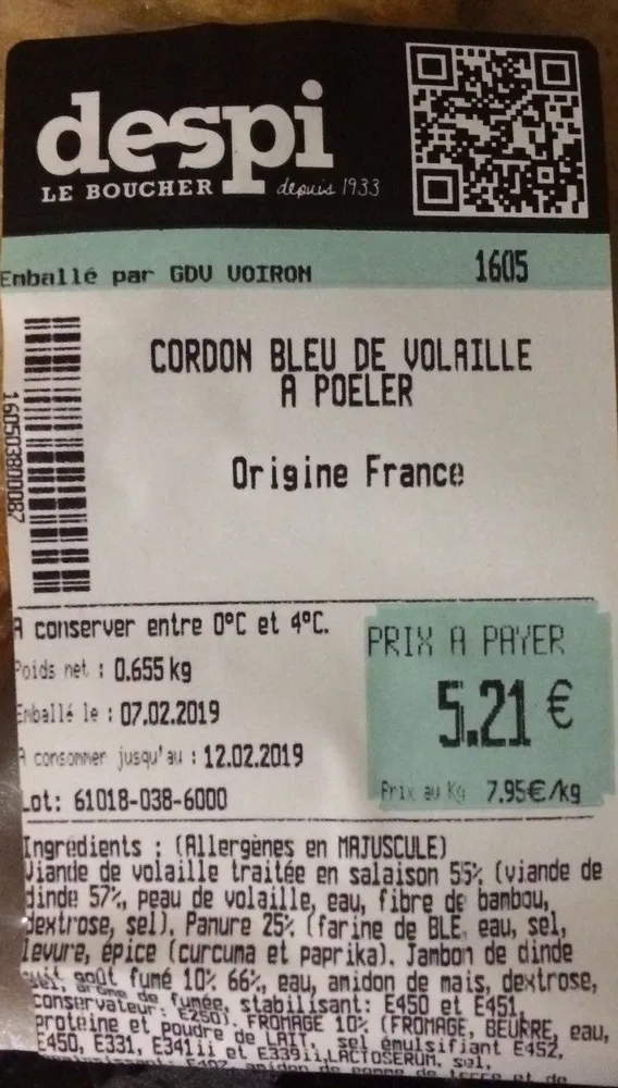 Cordon bleu de volaille