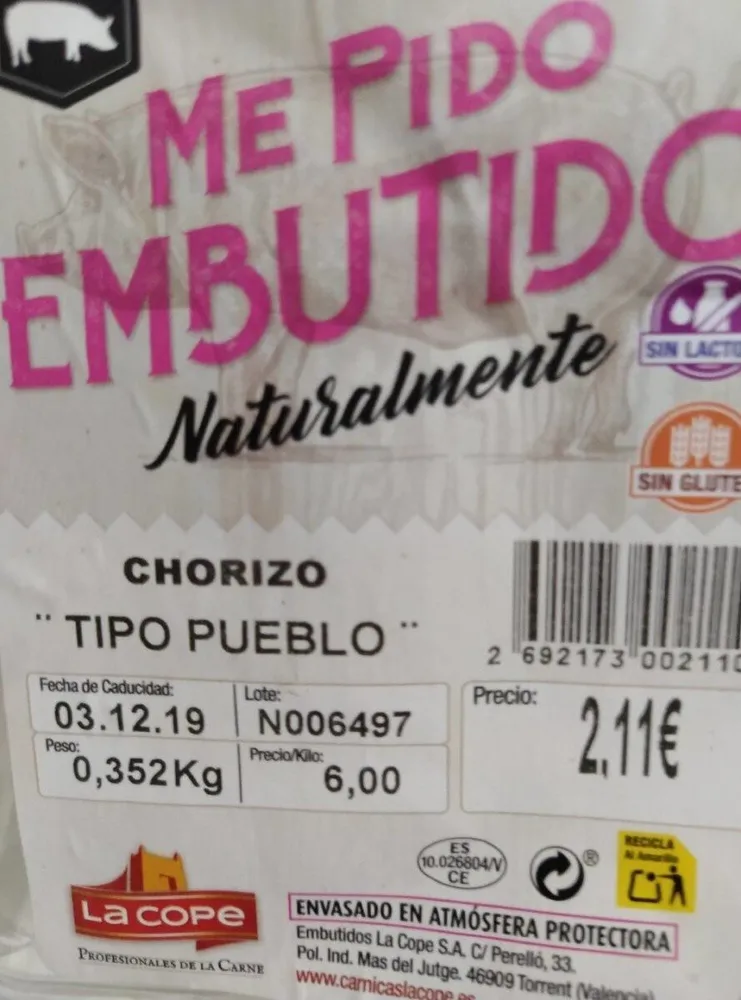 Chorizo tipo pueblo