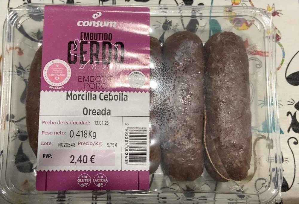 Morcilla cebolla oreada