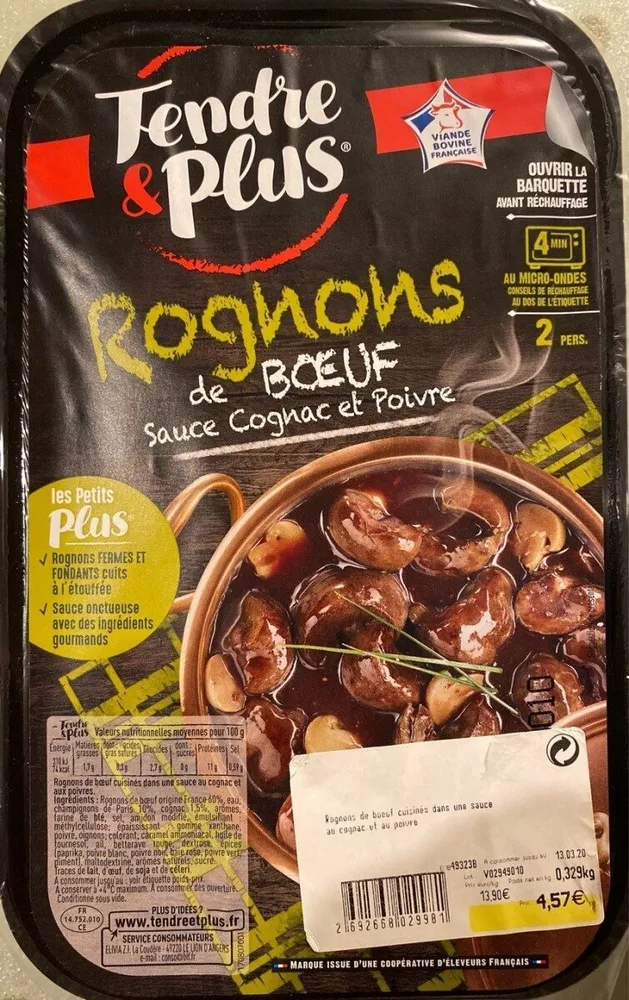 Rognons de boeuf sauce cognac et poivre