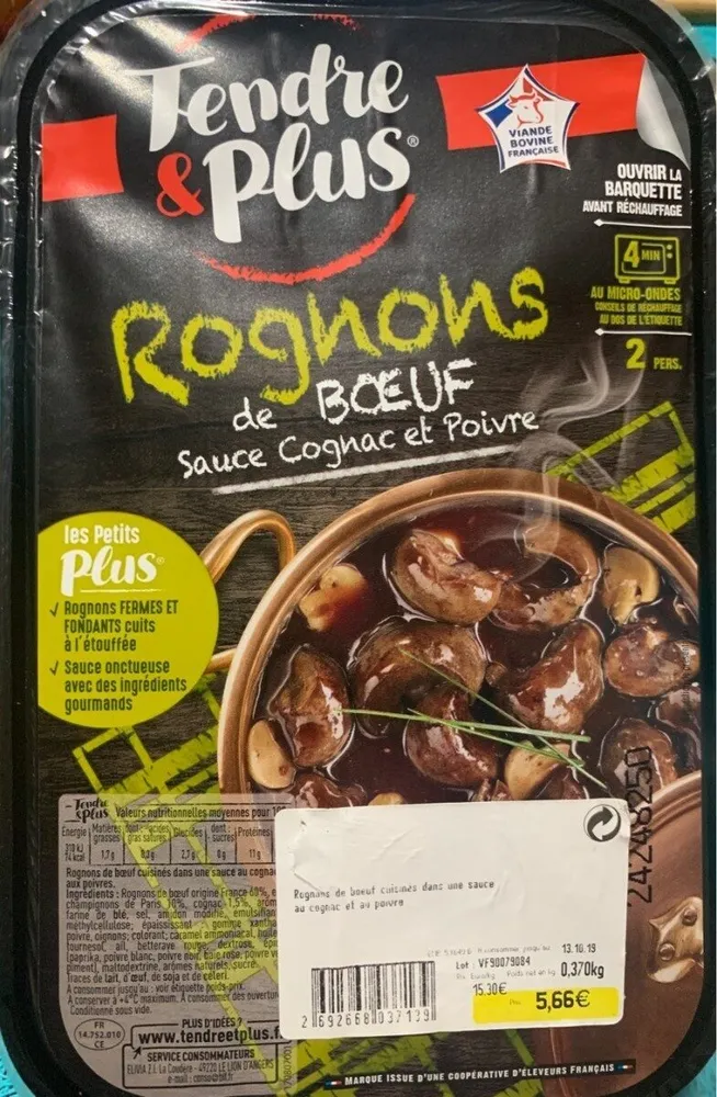 Rognon de boeuf sauce cognac et poivre