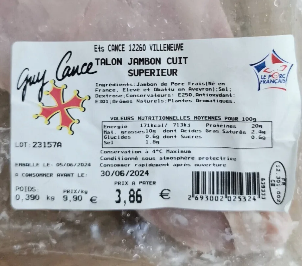 TALON JAMBON CUIT SUPERIEUR