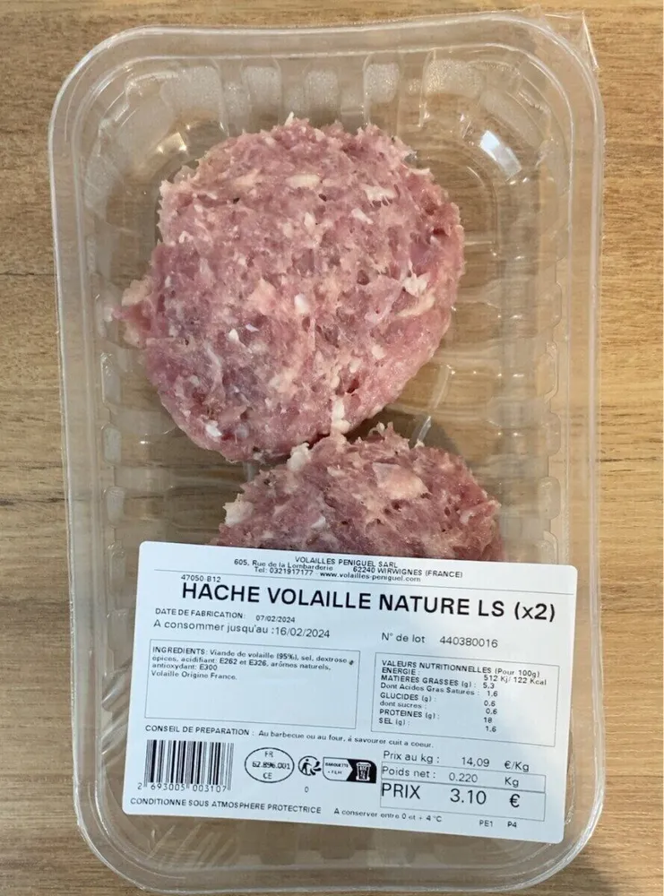 Haché de volaille nature
