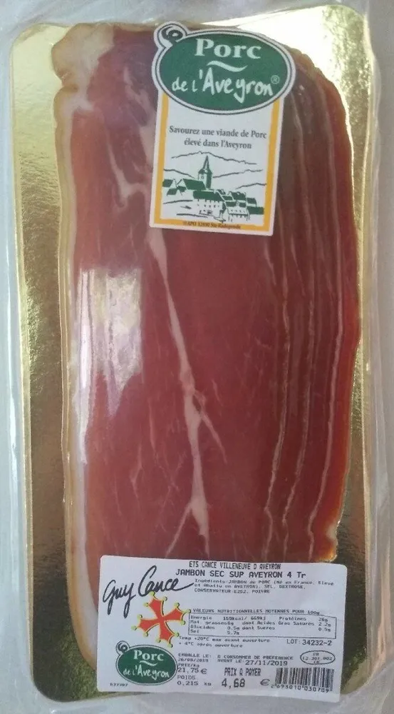 Jambon sec sup Aveyron